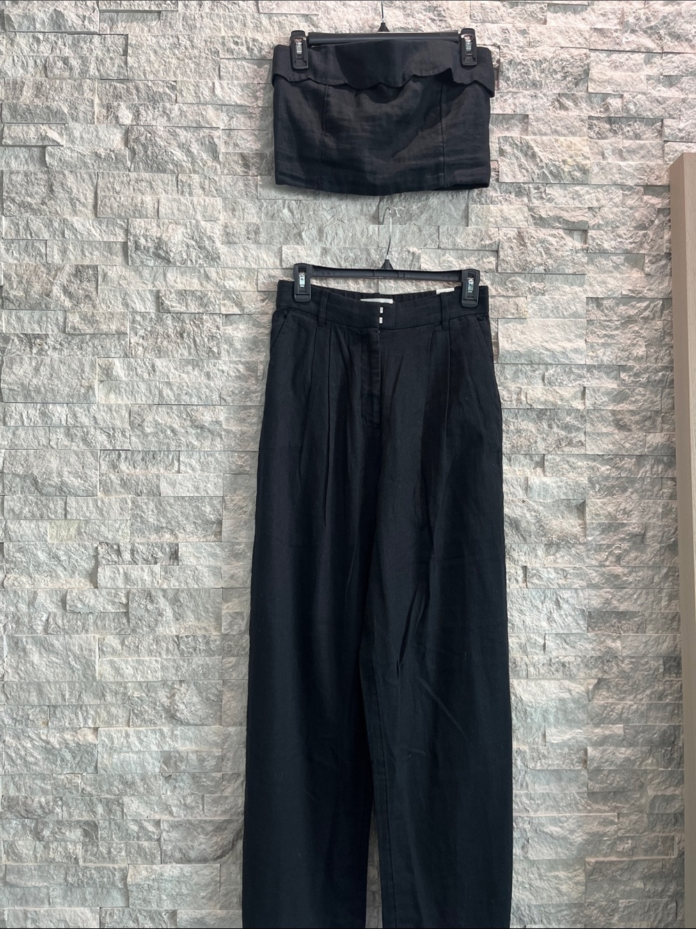 Abercrombie & Fitch Linen-Blend Black Outfit Sz-S - Picture 7 of 16